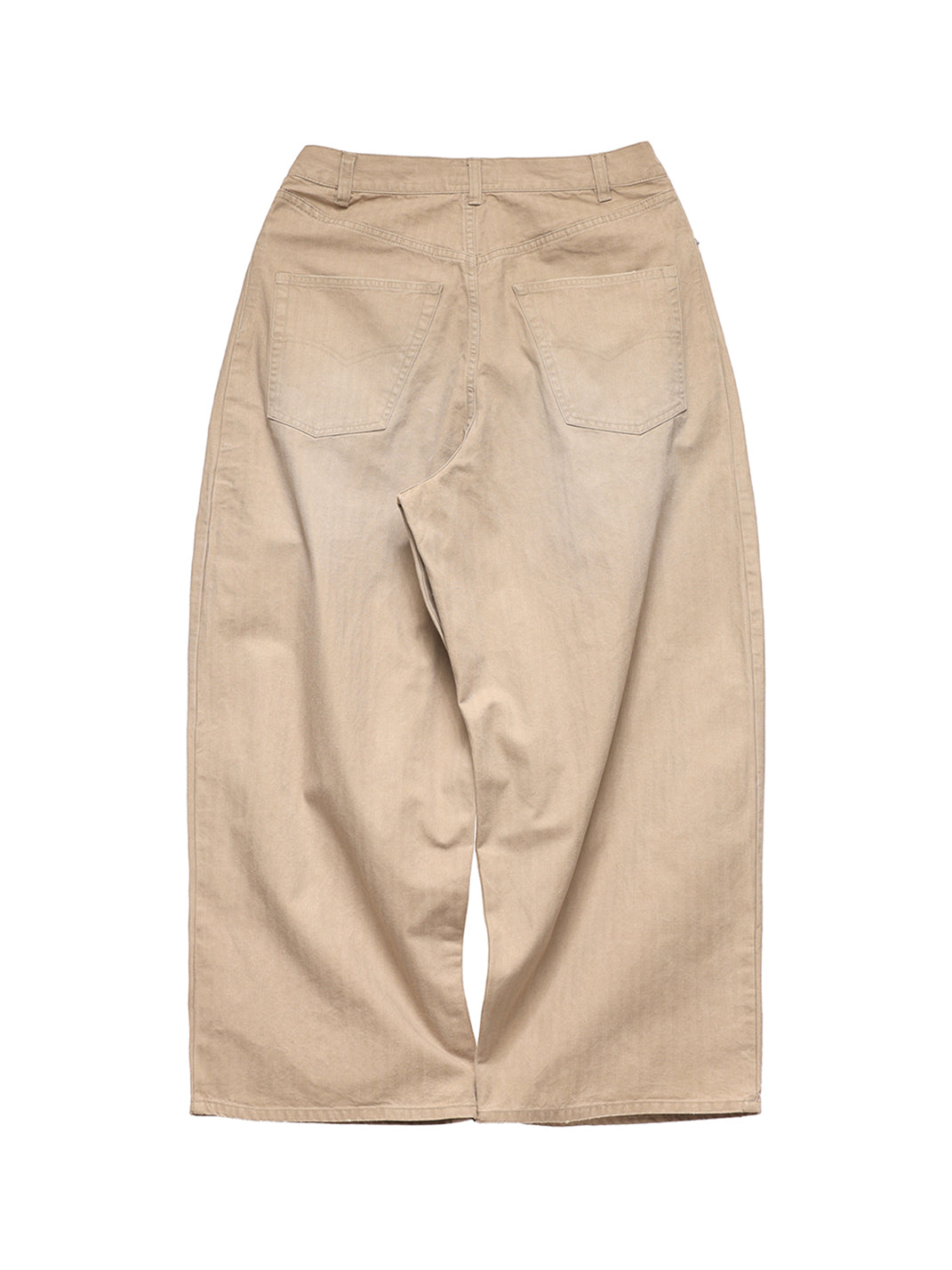 Khaki Classic Herringbone Washed Wide-Leg Trousers