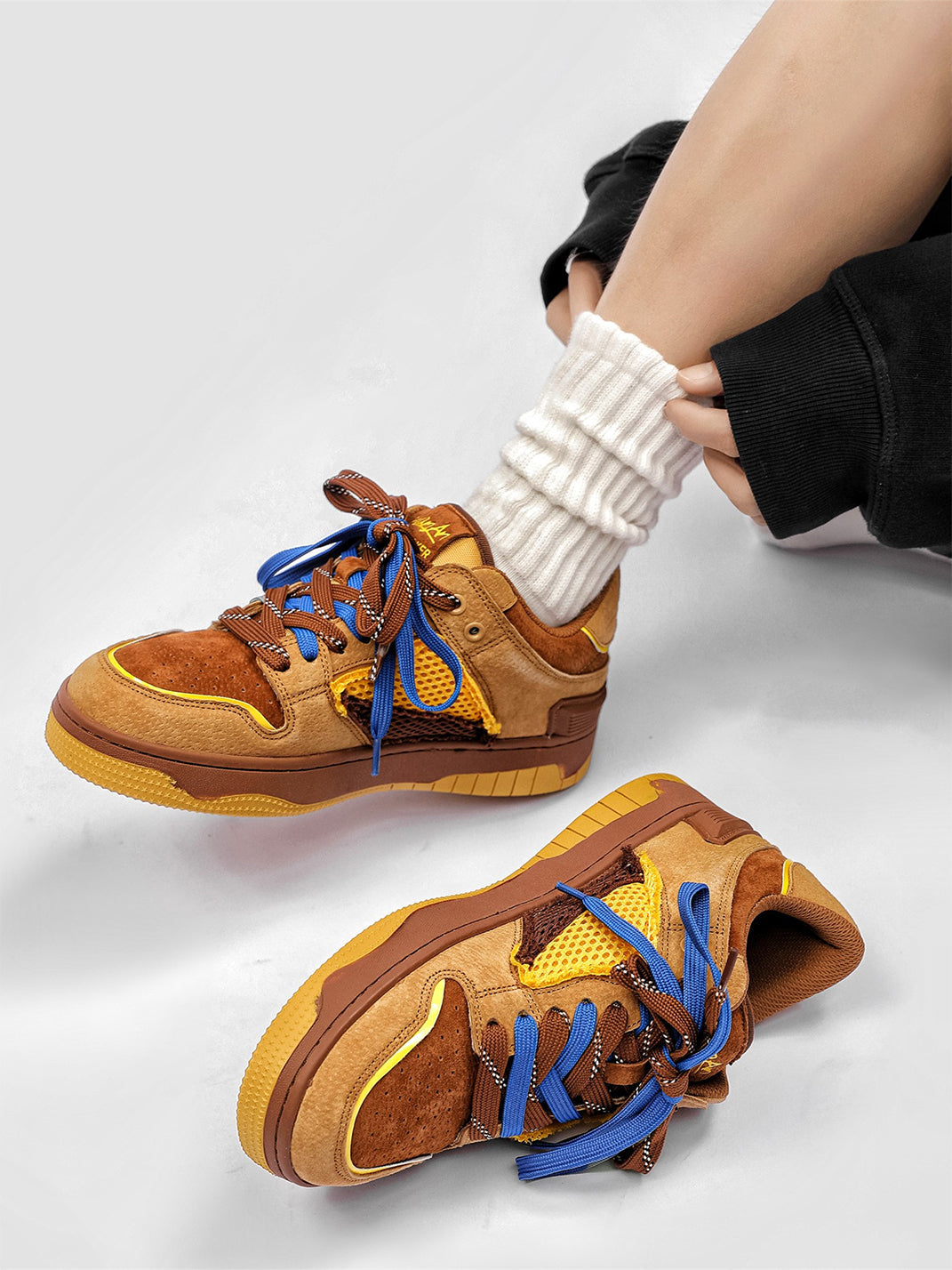 Dual-Lace System Perforated Upper Sneakers