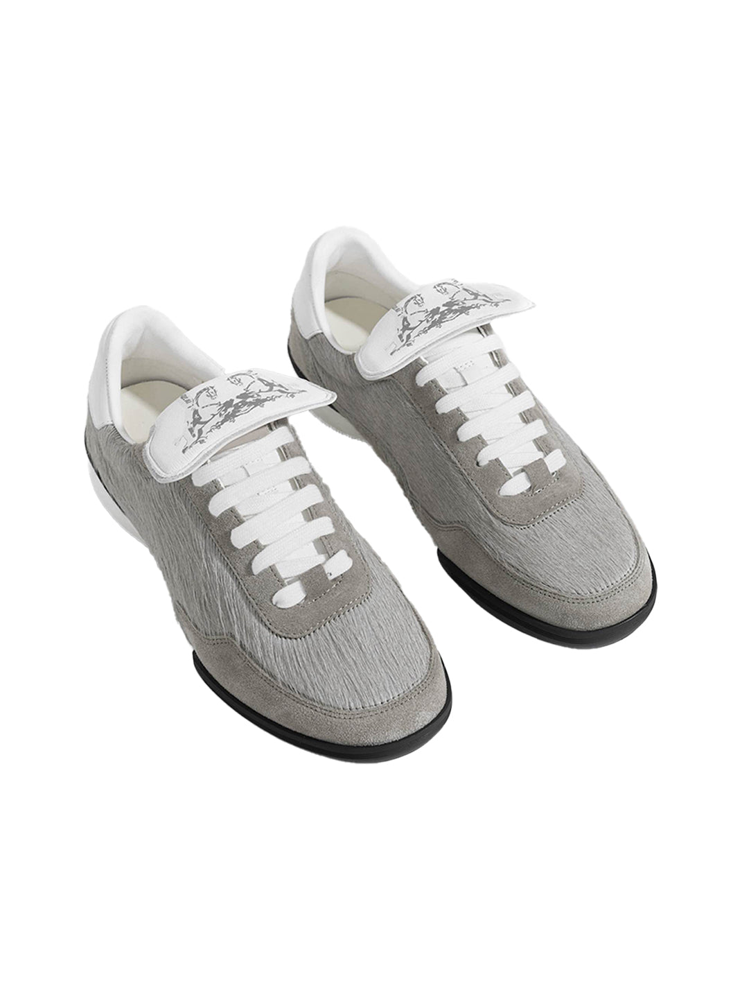 Grey Fur-Lined Platform Sneakers