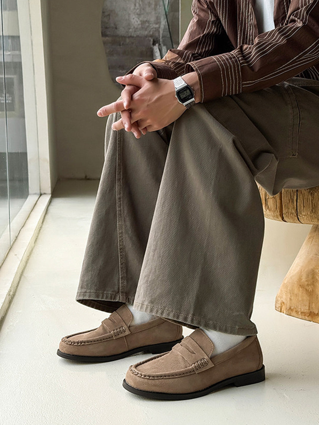 Calfskin Square Toe Loafers