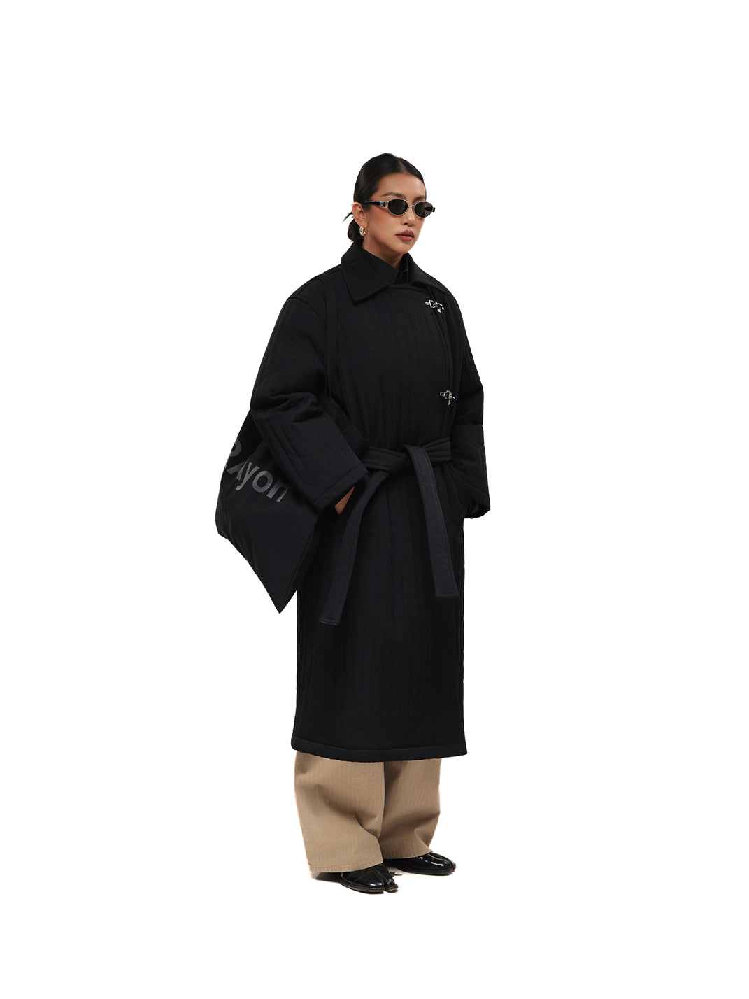 Quilted Knee-Length Lobster-Clasp Structured Overcoat