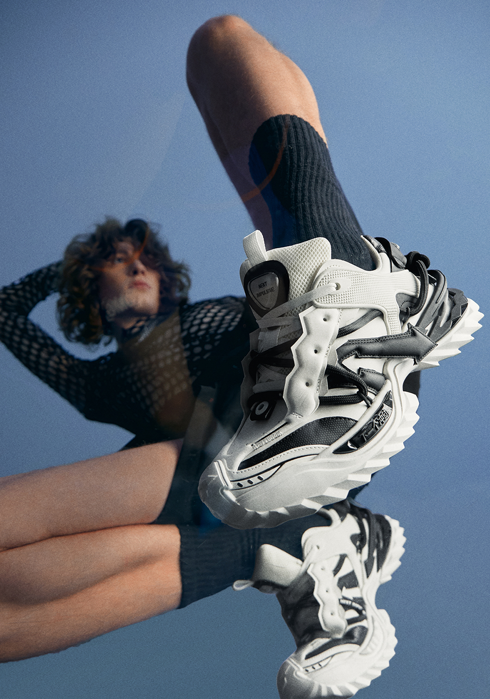 Black Air-Cushion Platform Sneakers