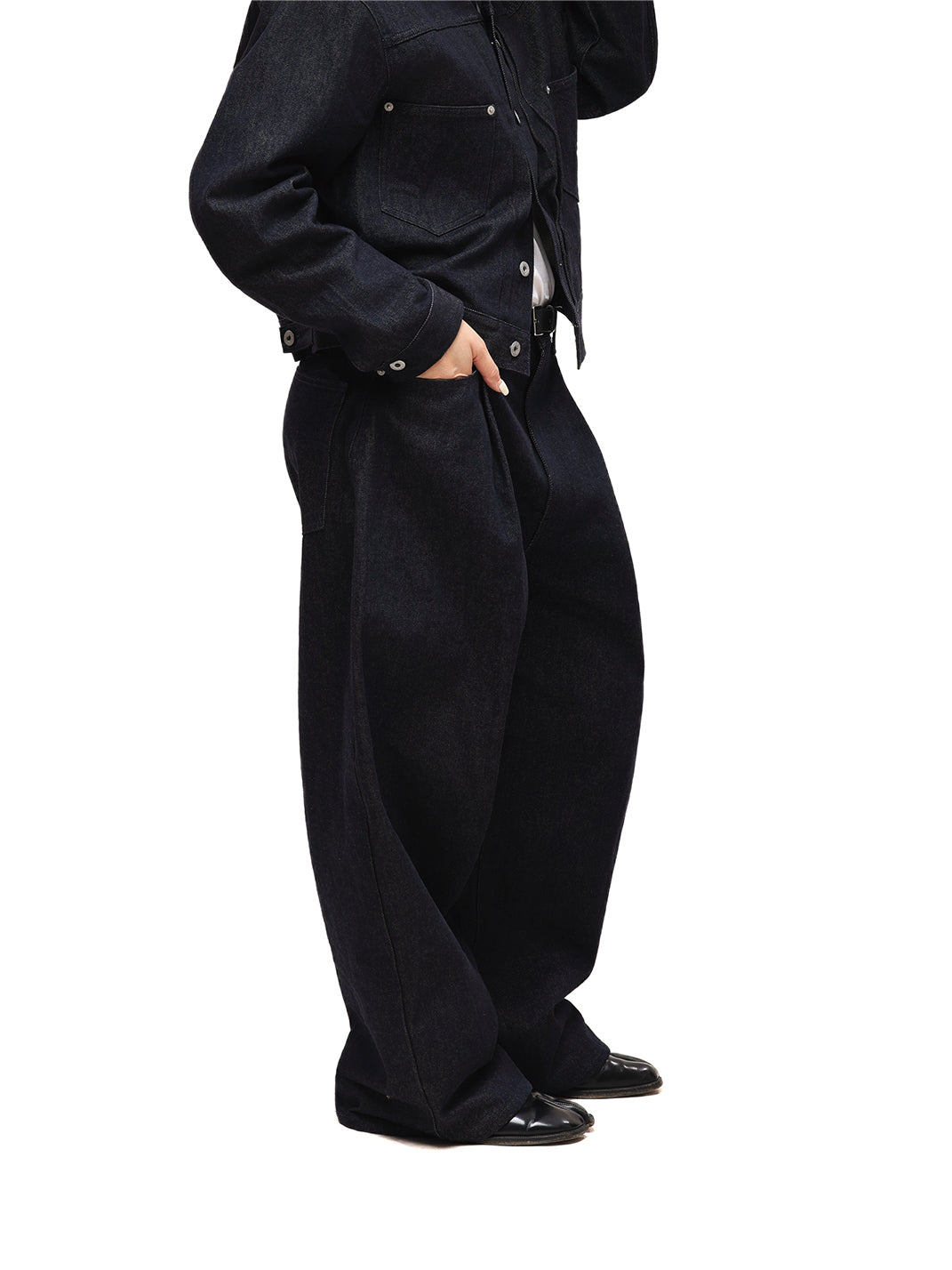 11.3oz Indigo Blue Non-Fade Wide-Leg Baggy Denim Pants