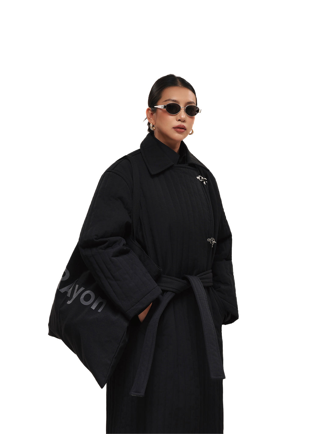 Quilted Knee-Length Lobster-Clasp Structured Overcoat