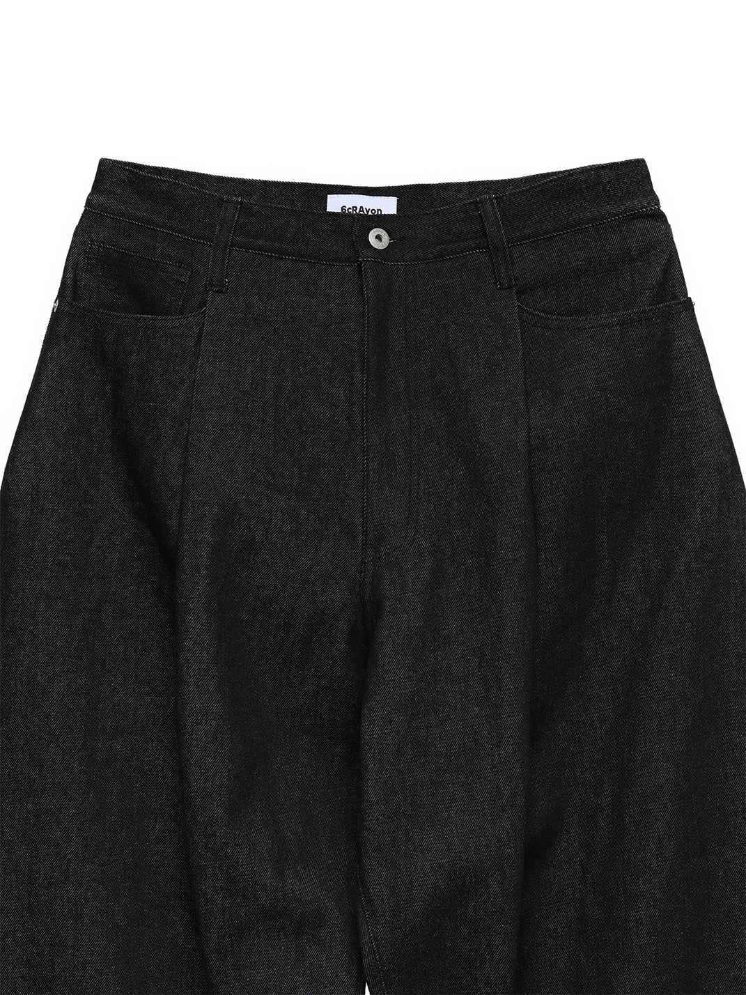 11.3oz Black Non-Fade Wide-Leg Baggy Denim Pants