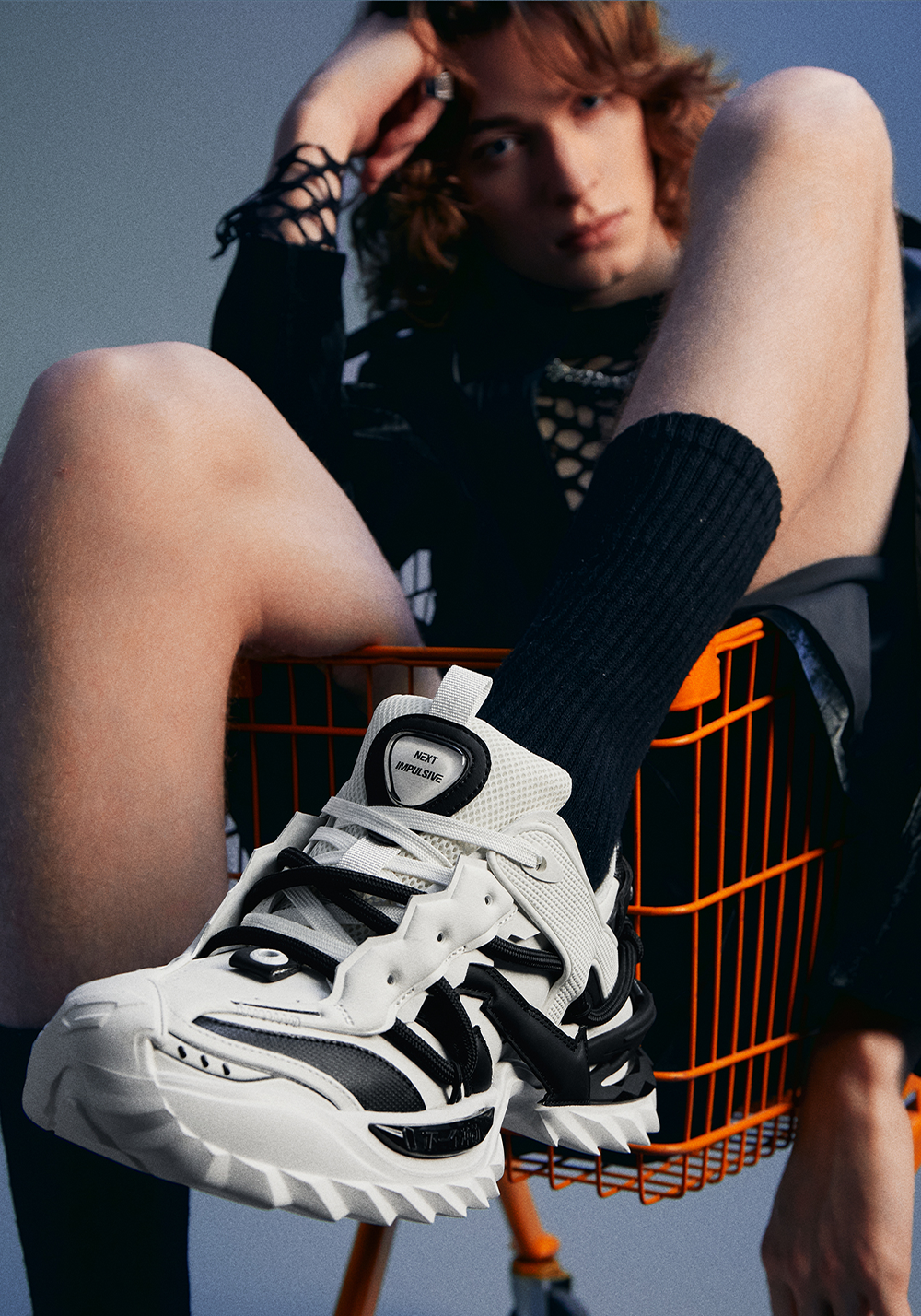 Black Air-Cushion Platform Sneakers