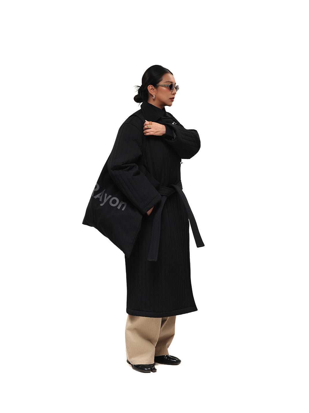 Quilted Knee-Length Lobster-Clasp Structured Overcoat