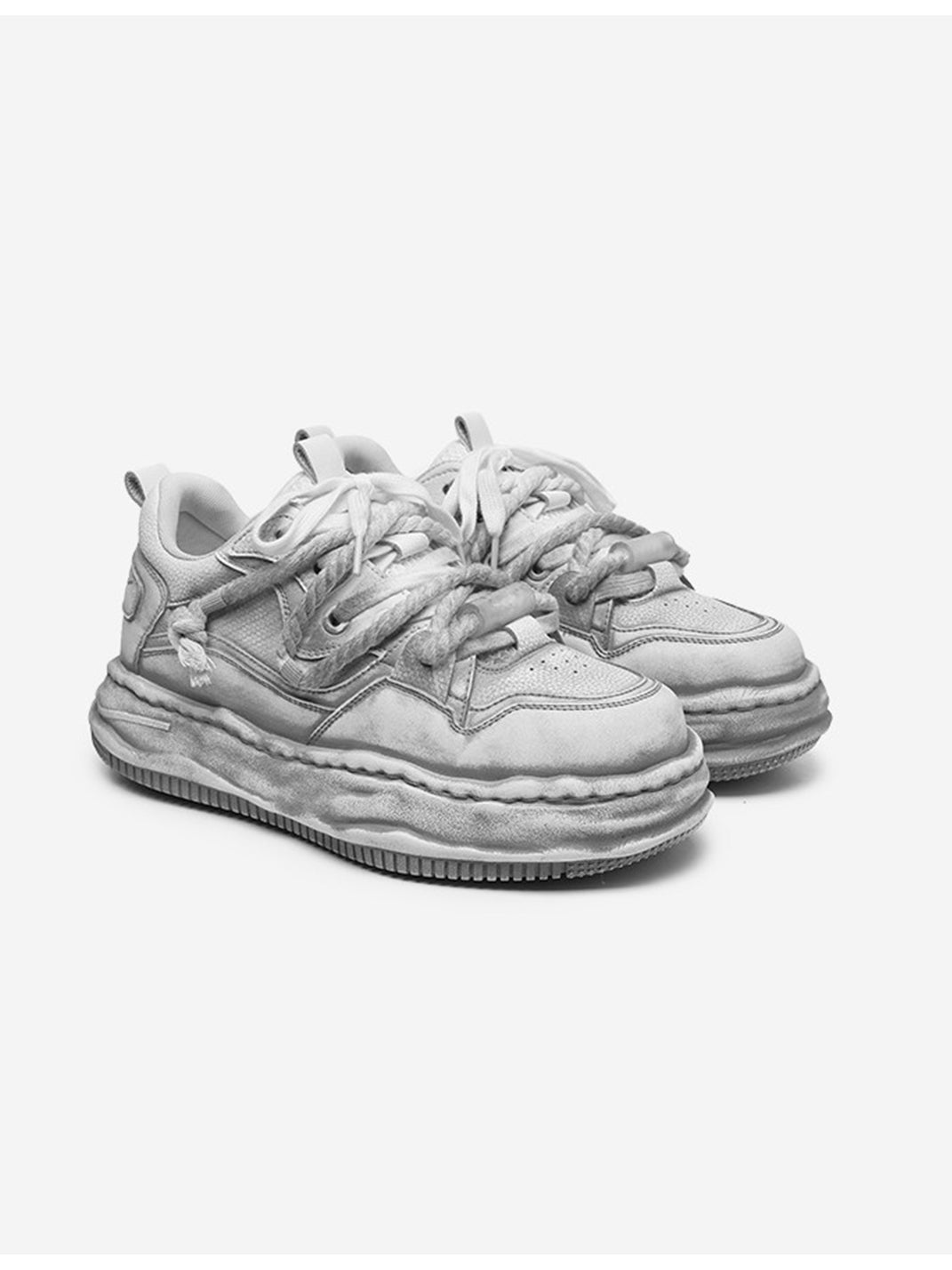 Vintage Washed Wavy Sole Chunky Sneakers