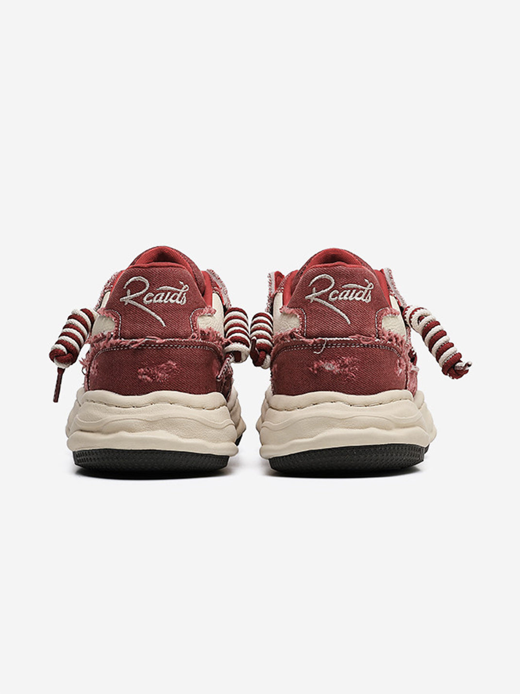 Retro Distressed Denim Wavy Sole Sneakers
