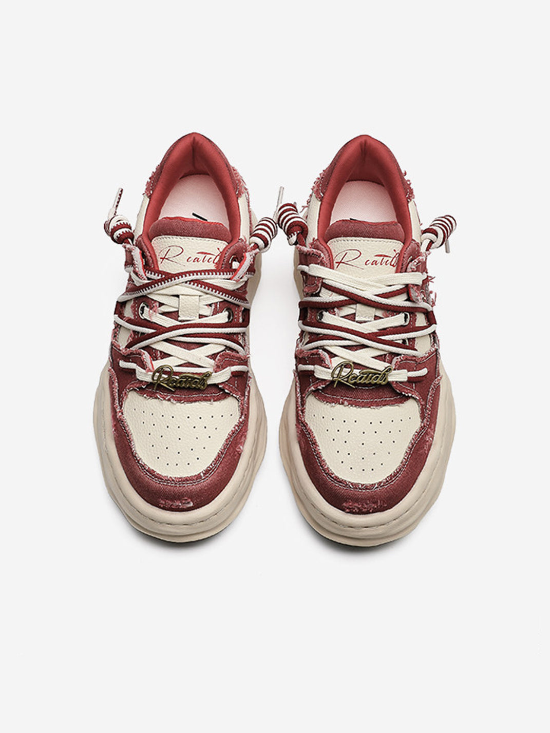 Retro Distressed Denim Wavy Sole Sneakers