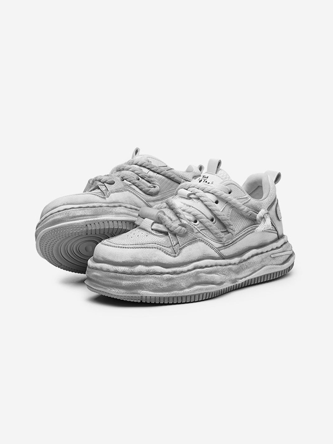 Vintage Washed Wavy Sole Chunky Sneakers