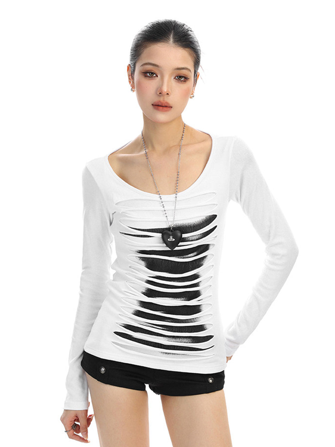 Backless Cutout Long-Sleeve Top