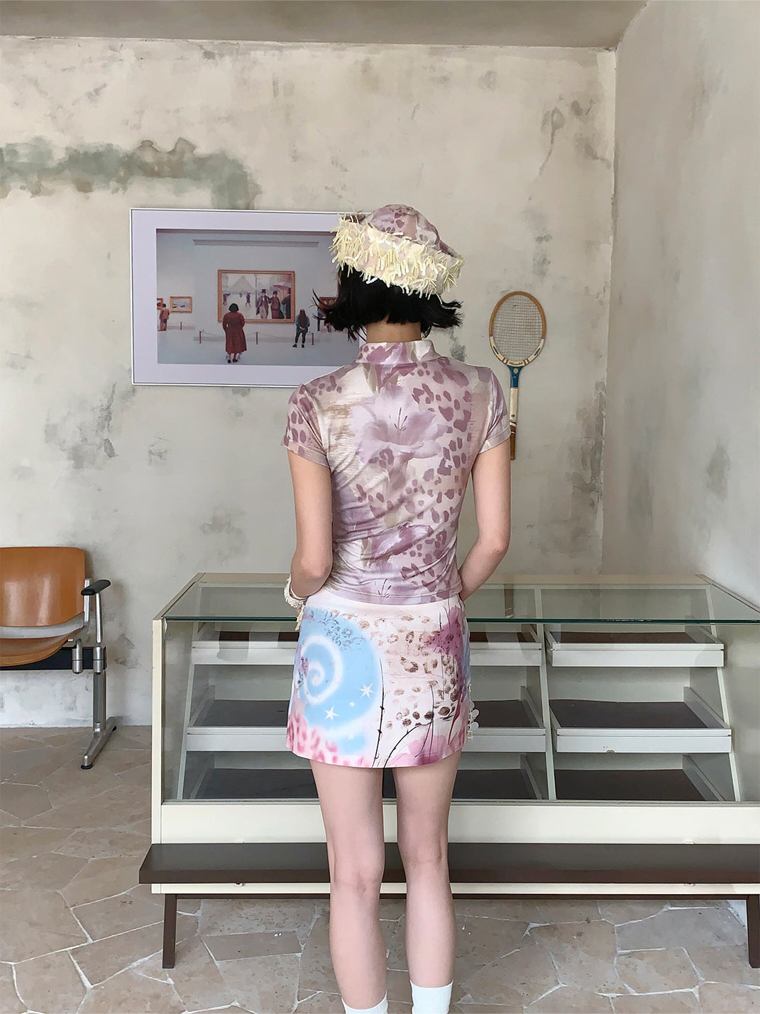 Lace-Spliced Cheongsam Collar Tee