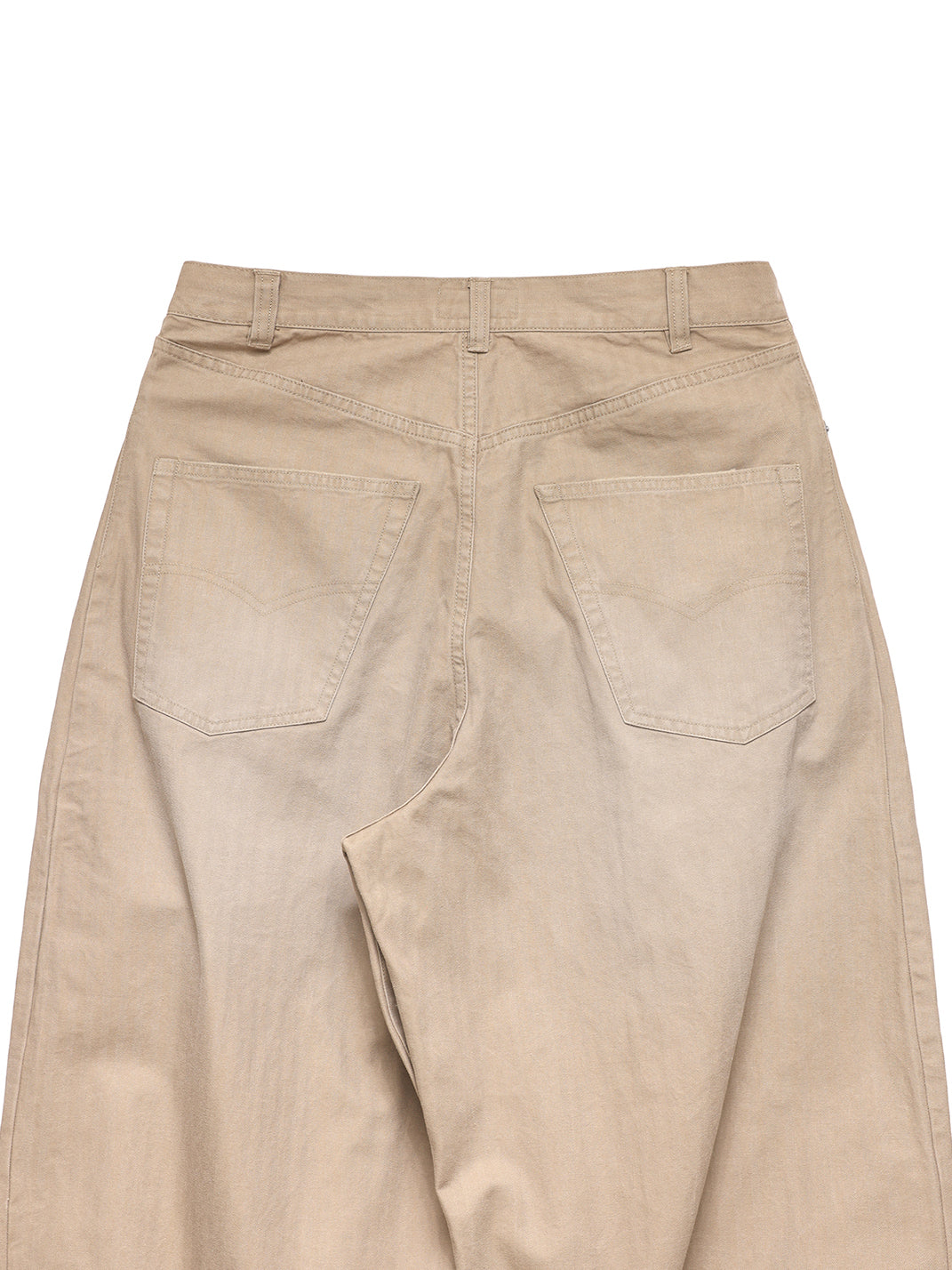 Khaki Classic Herringbone Washed Wide-Leg Trousers
