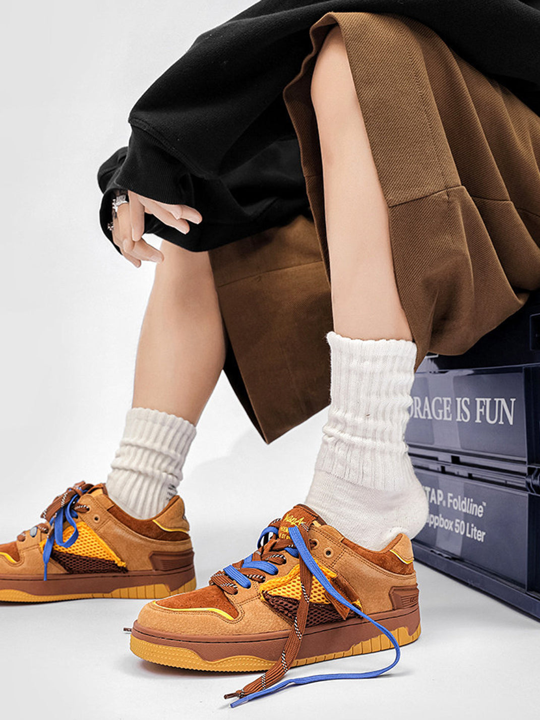 Dual-Lace System Perforated Upper Sneakers