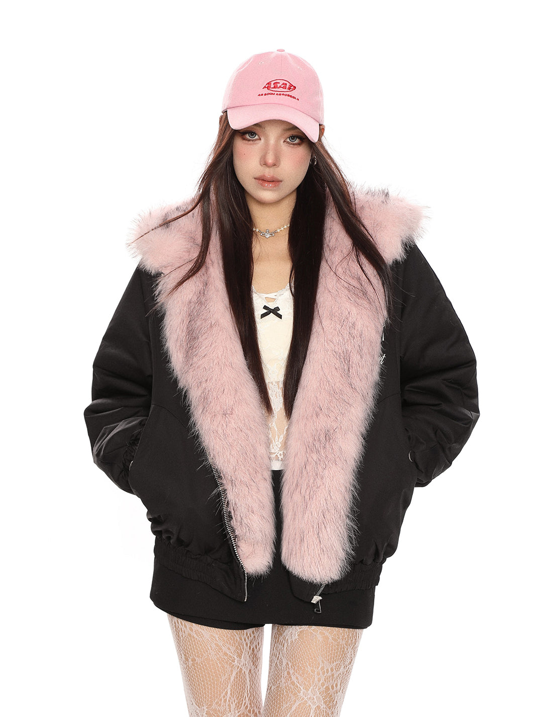 Reversible Fur Hooded Puffer Jacket