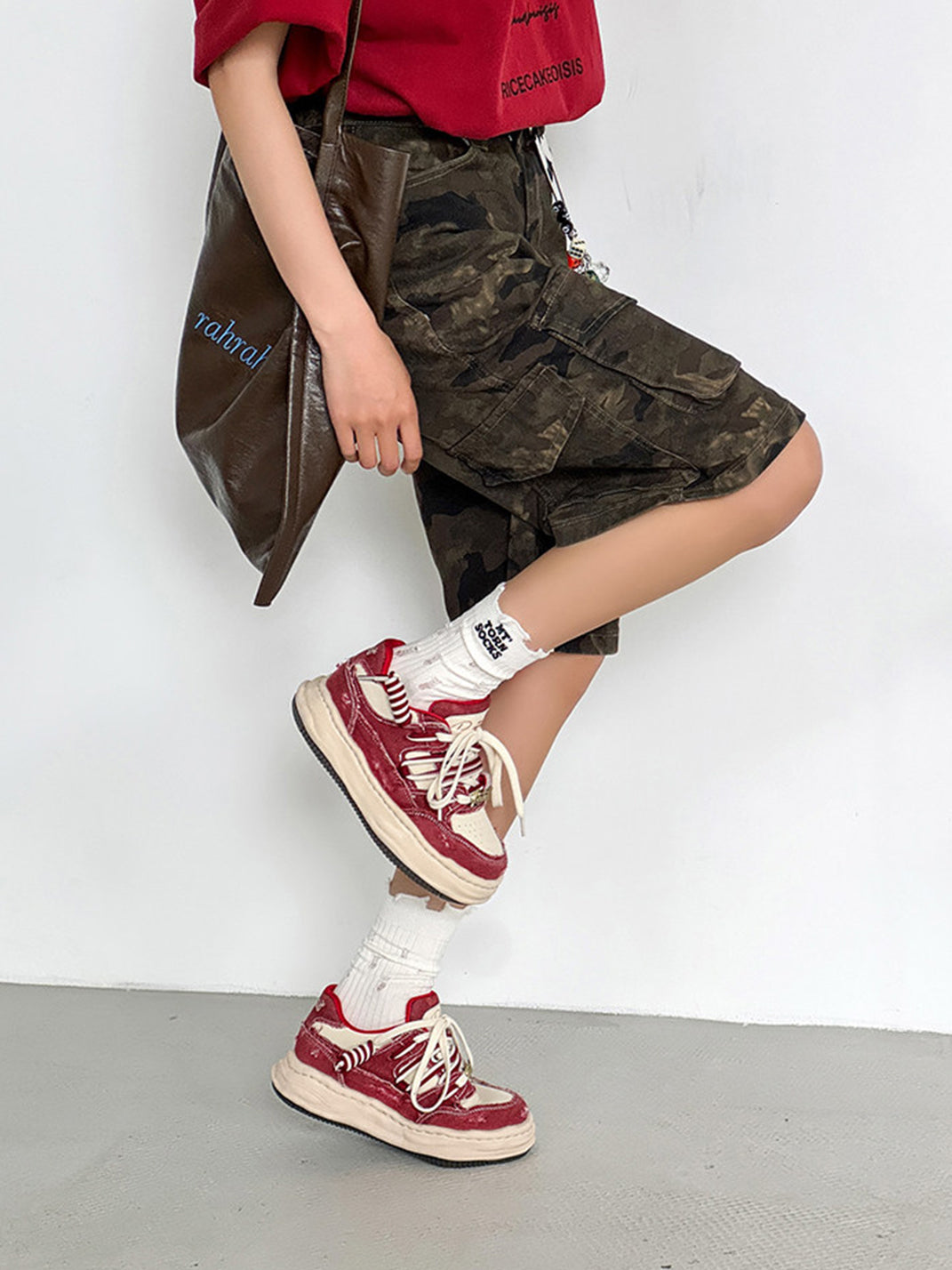 Retro Distressed Denim Wavy Sole Sneakers