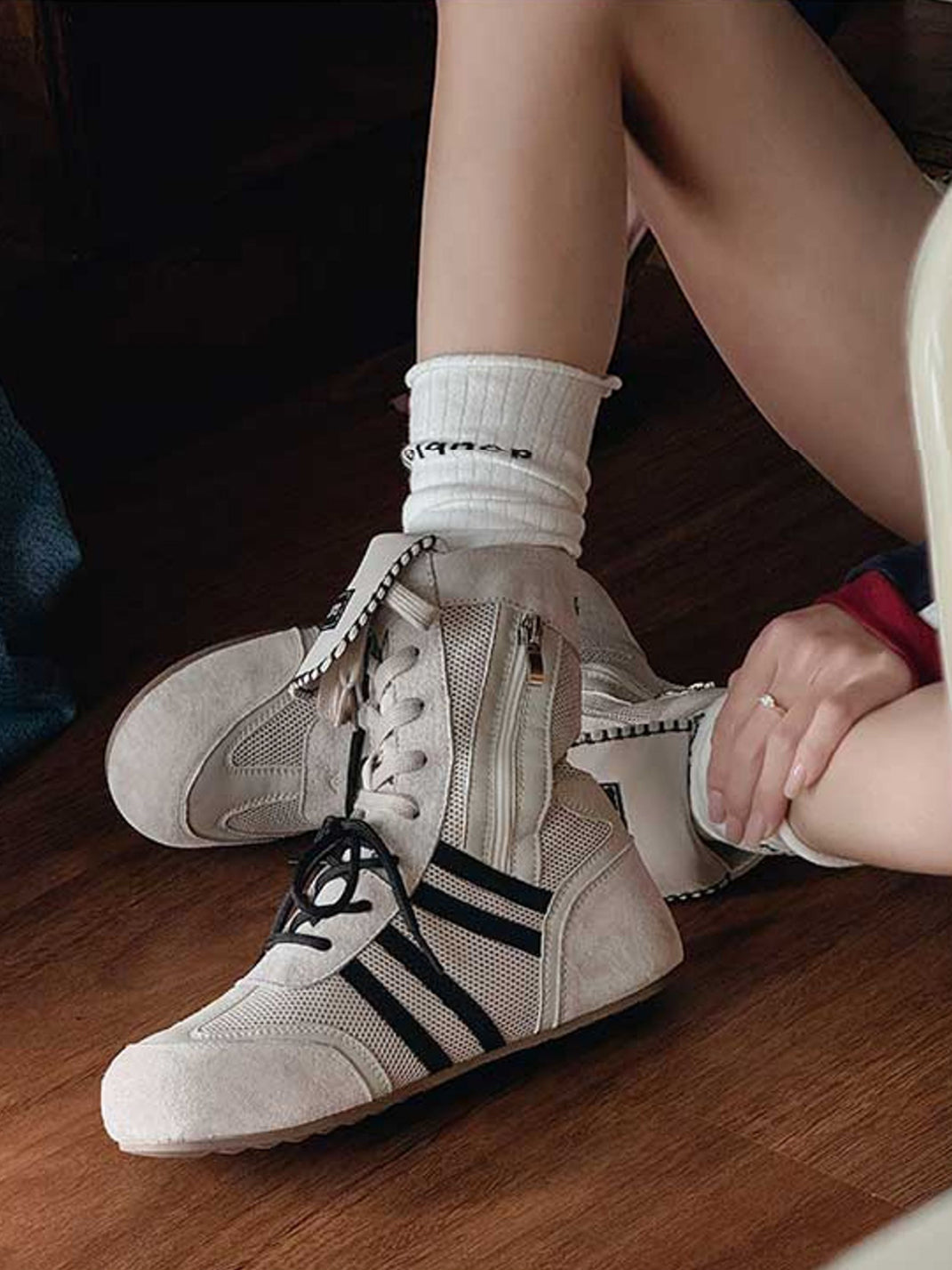 Black Hybrid Zip-On Boxing Trainer Boots