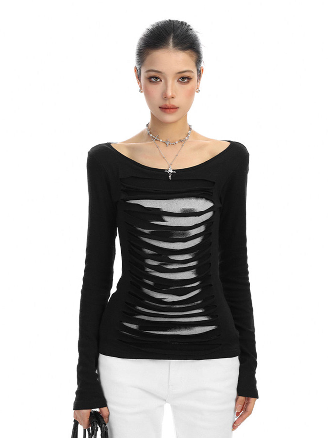 Backless Cutout Long-Sleeve Top