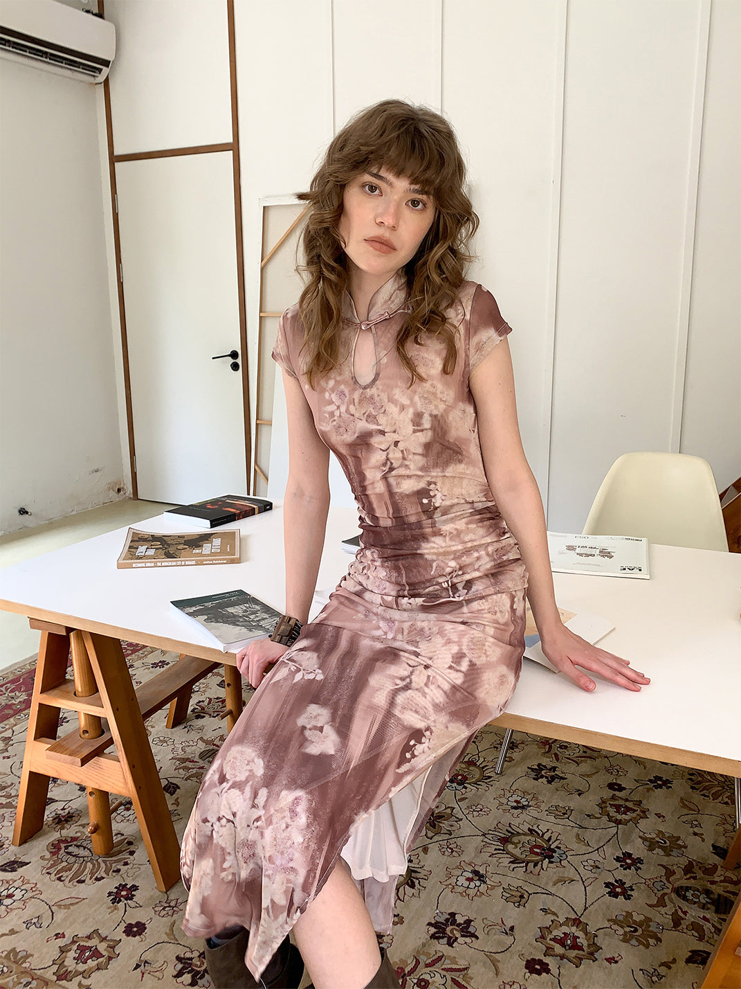 Ink Wash Poetry Slim-Fit Dress