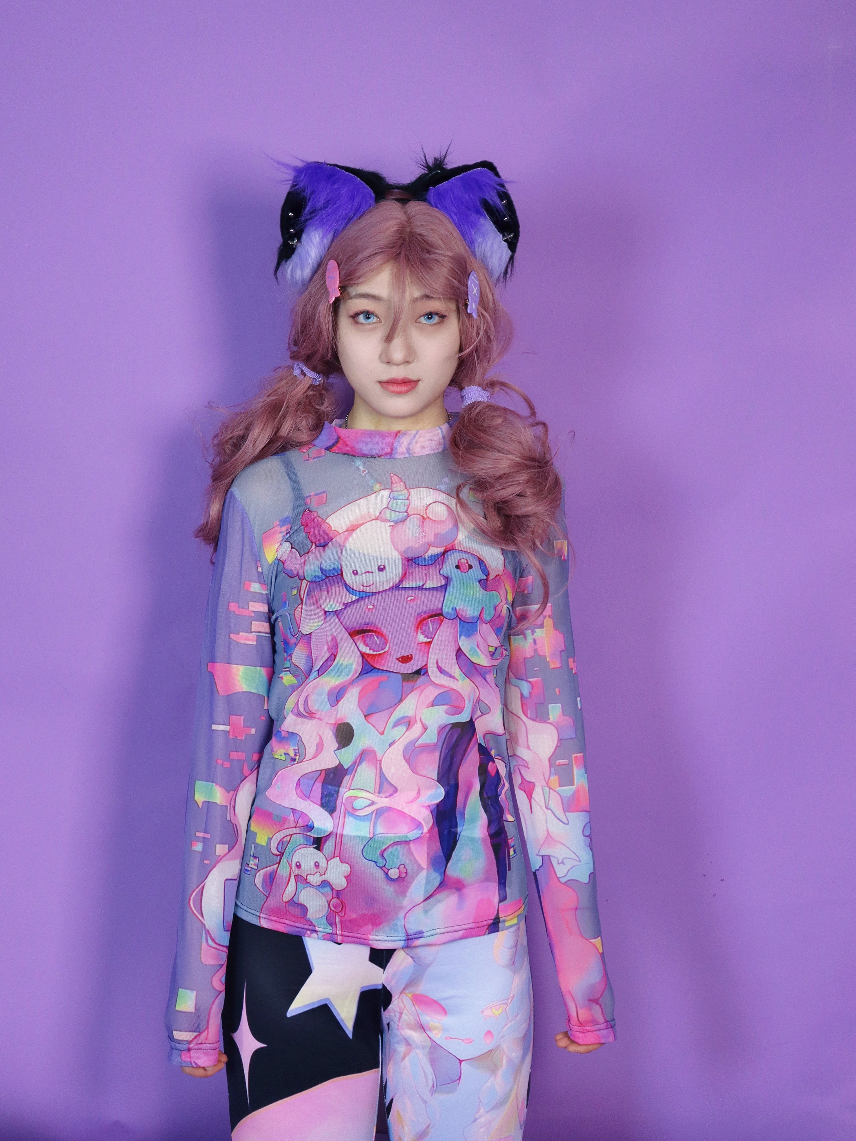 Pastel Dreams Mesh Long Sleeve T-Shirt