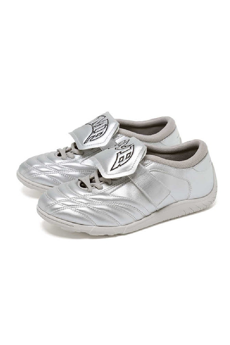 Metallic Silver Velcro Athletic Training Shoes