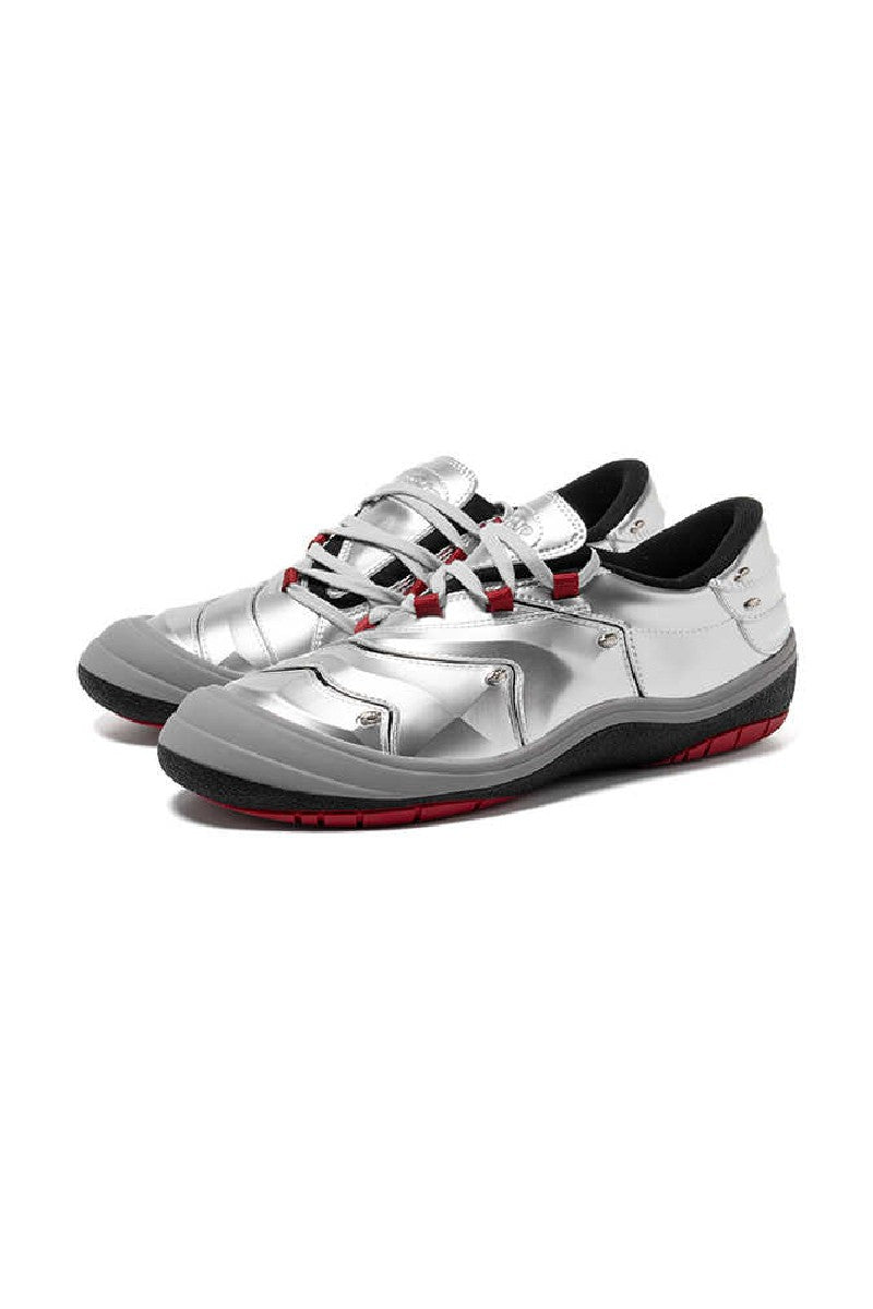 Metallic Silver Red Sole Athletic Sneakers
