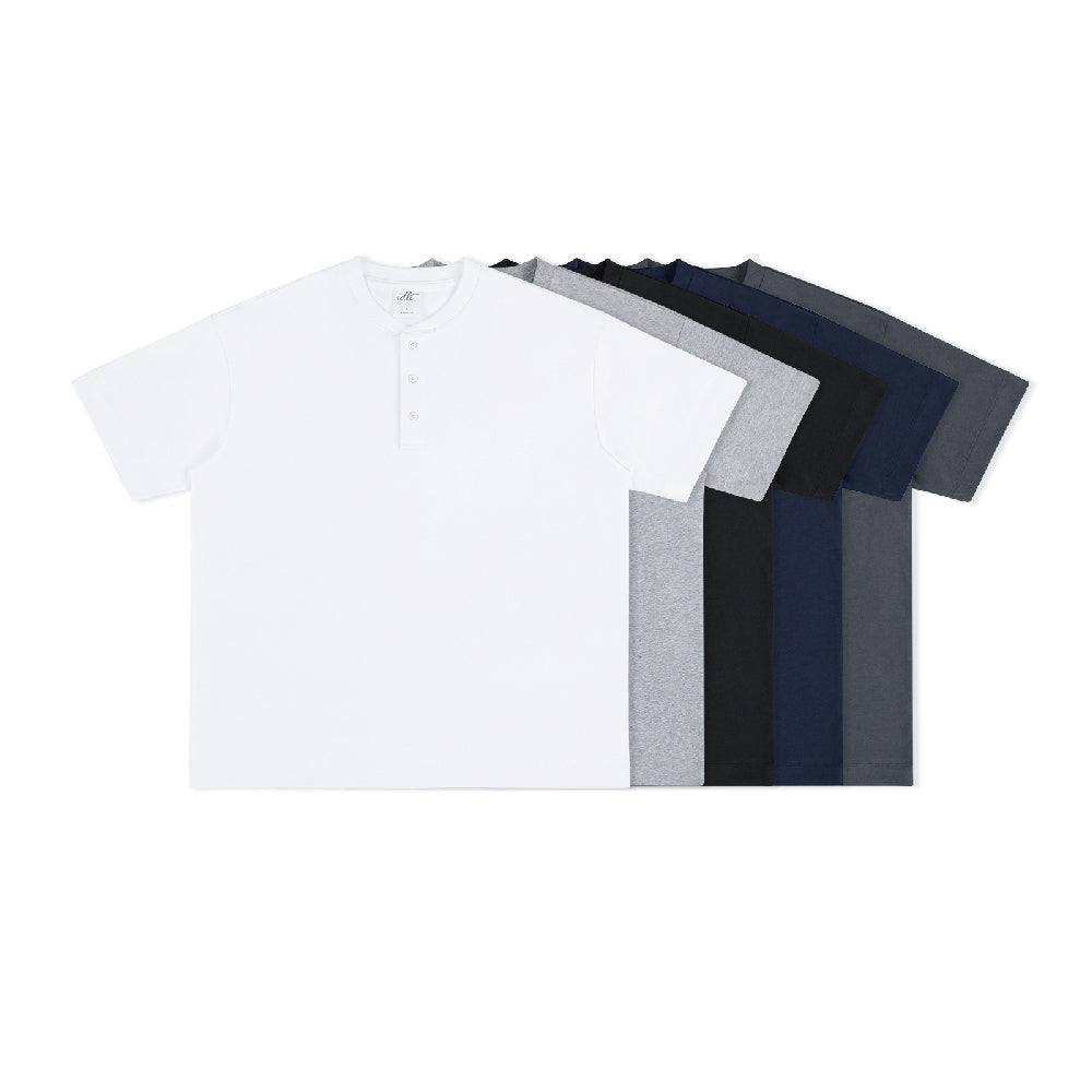 320G Heavyweight Cotton Henley Oversized Tee - chiclara