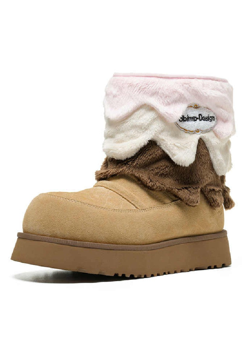 Fluffy Fold Over Suede Winter Boots