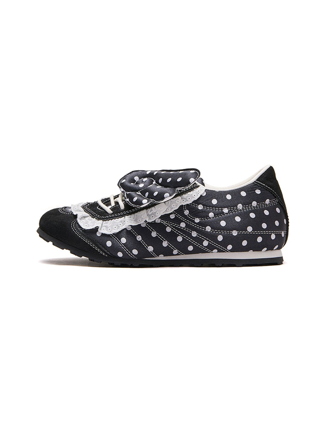 Lace Polka Dot Wing Decor Flat Shoes image 1