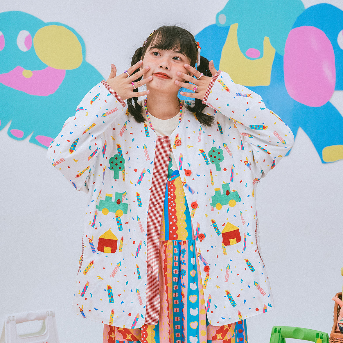 Reversible Cotton Button Jacket