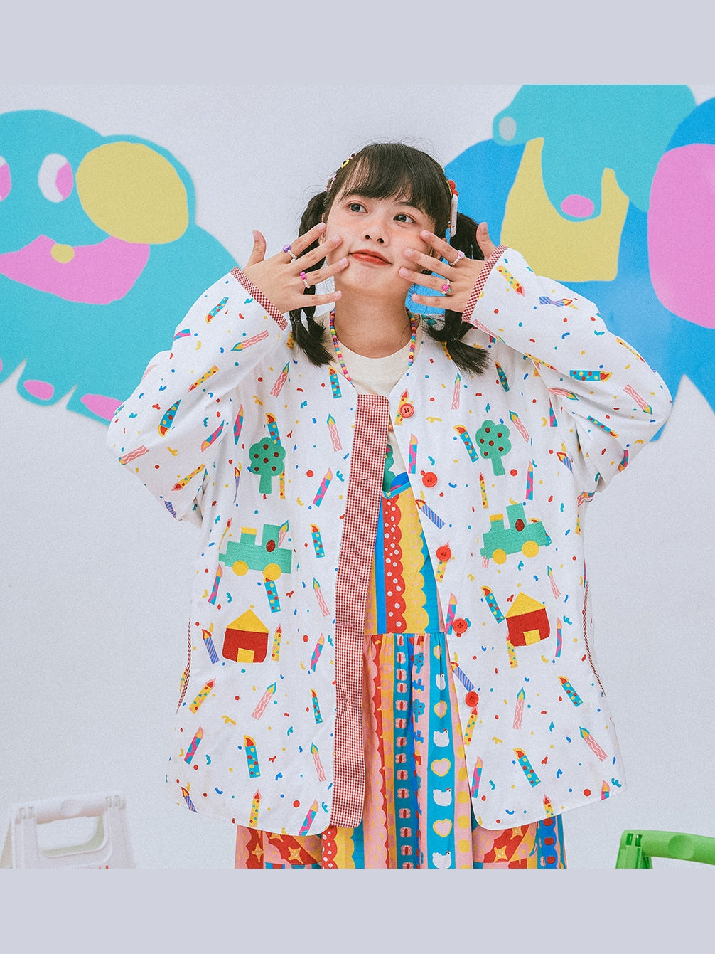 Reversible Cotton Button Jacket