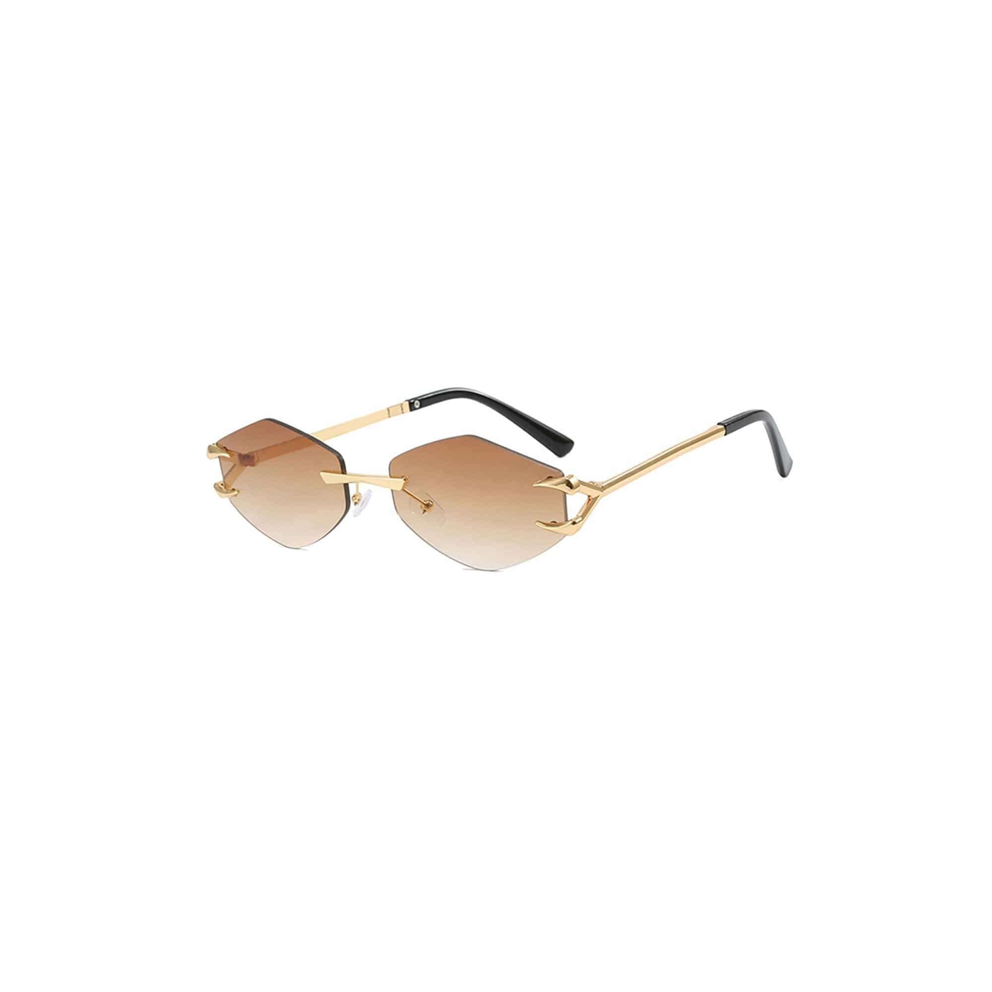 Claw-Temple Rimless Hexagon Sunglasses - view 6