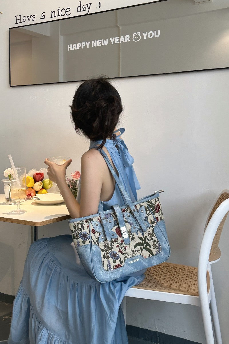 Secret Garden Butterfly Floral Tapestry Tote Bag