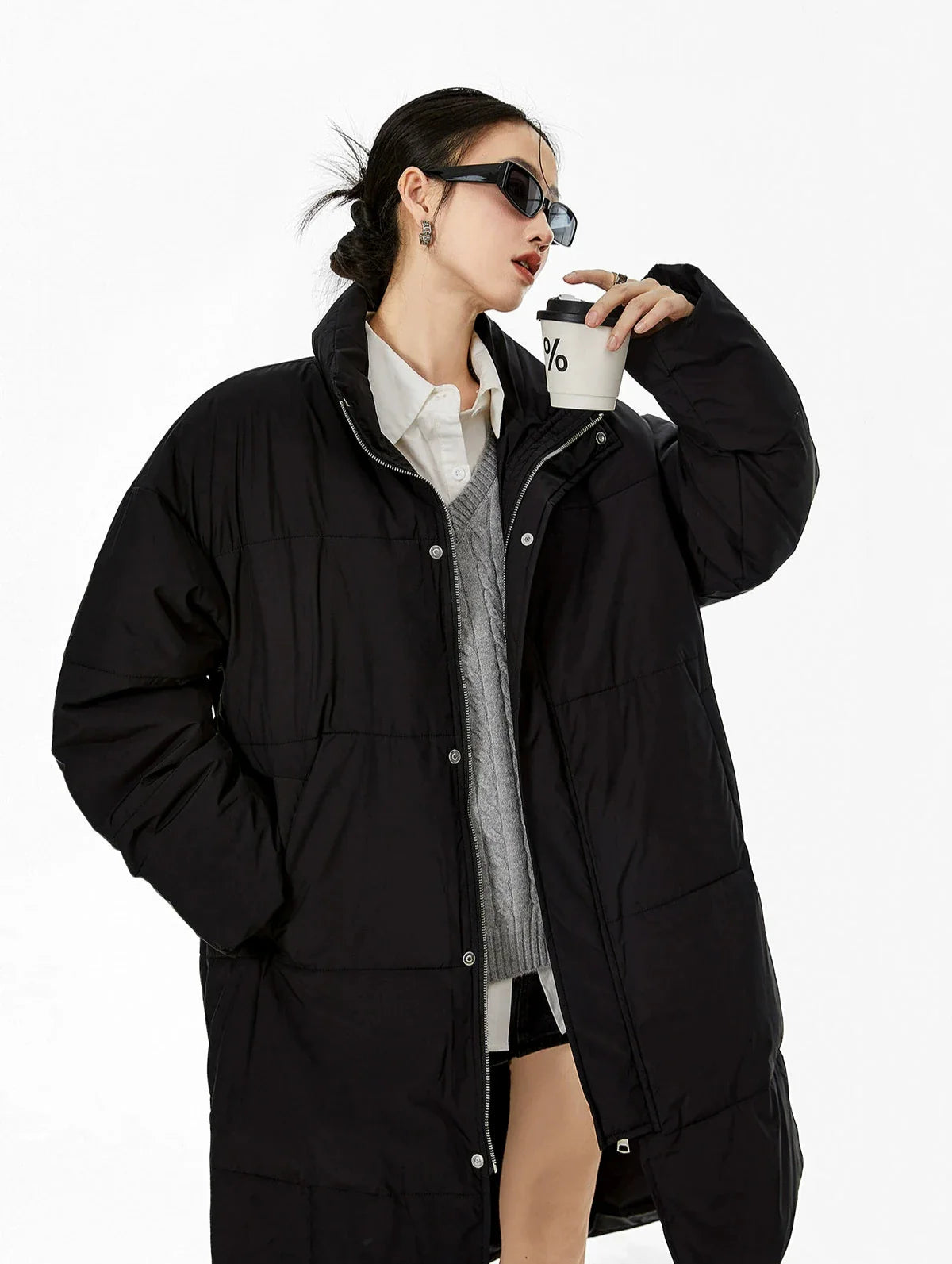 Oversized Puffer Winter Coat with Scarf
