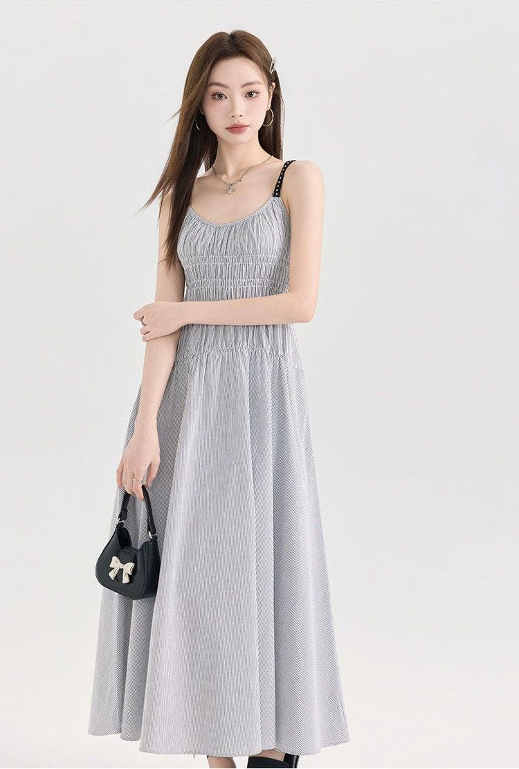 Striped Smocked Midi Dress