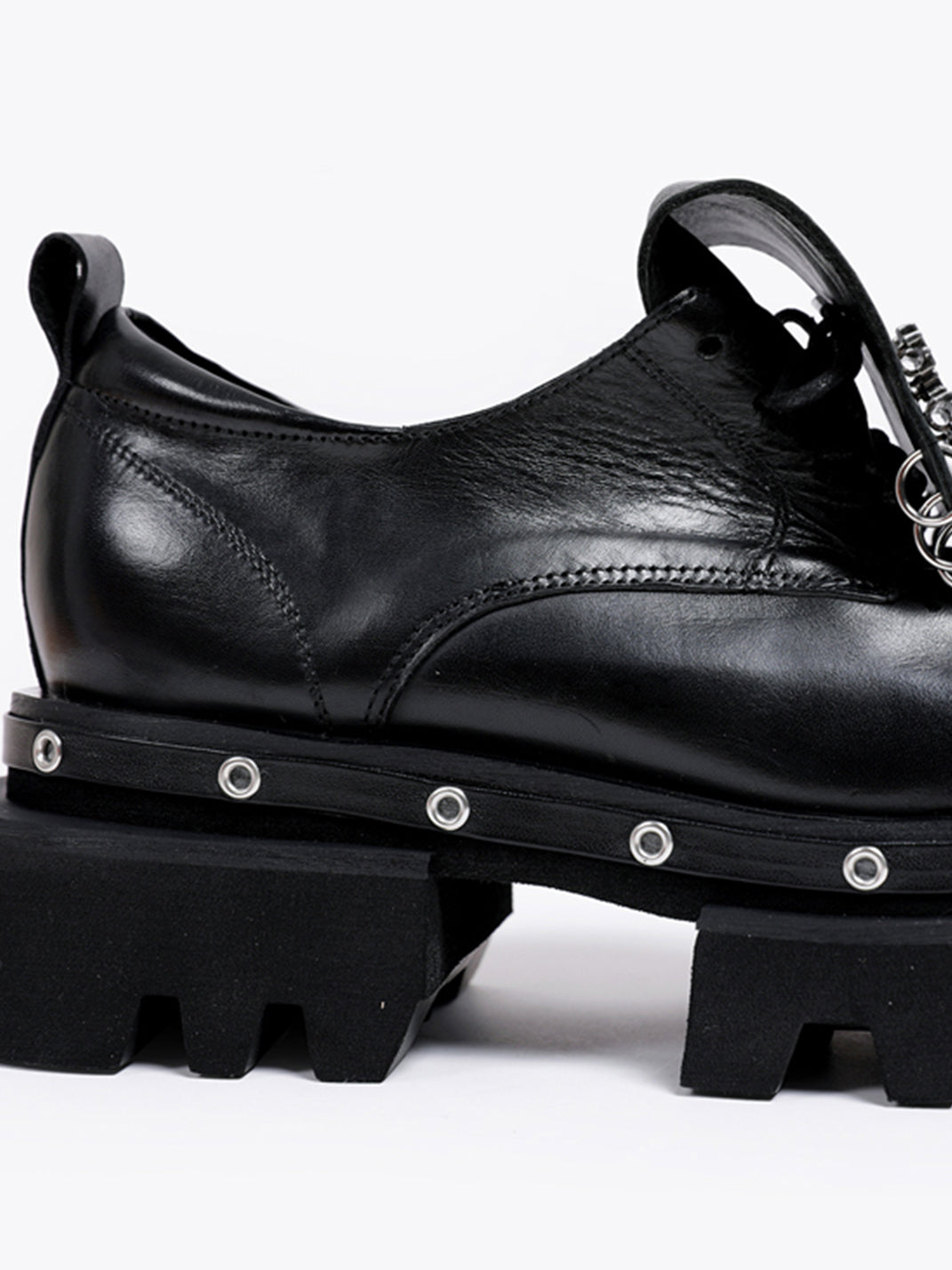 Black Vintage Platform Leather Derby Shoes