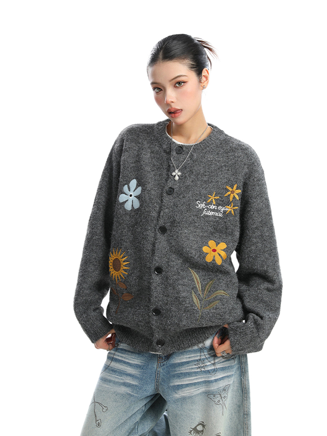 Retro Floral Embroidered Cardigan
