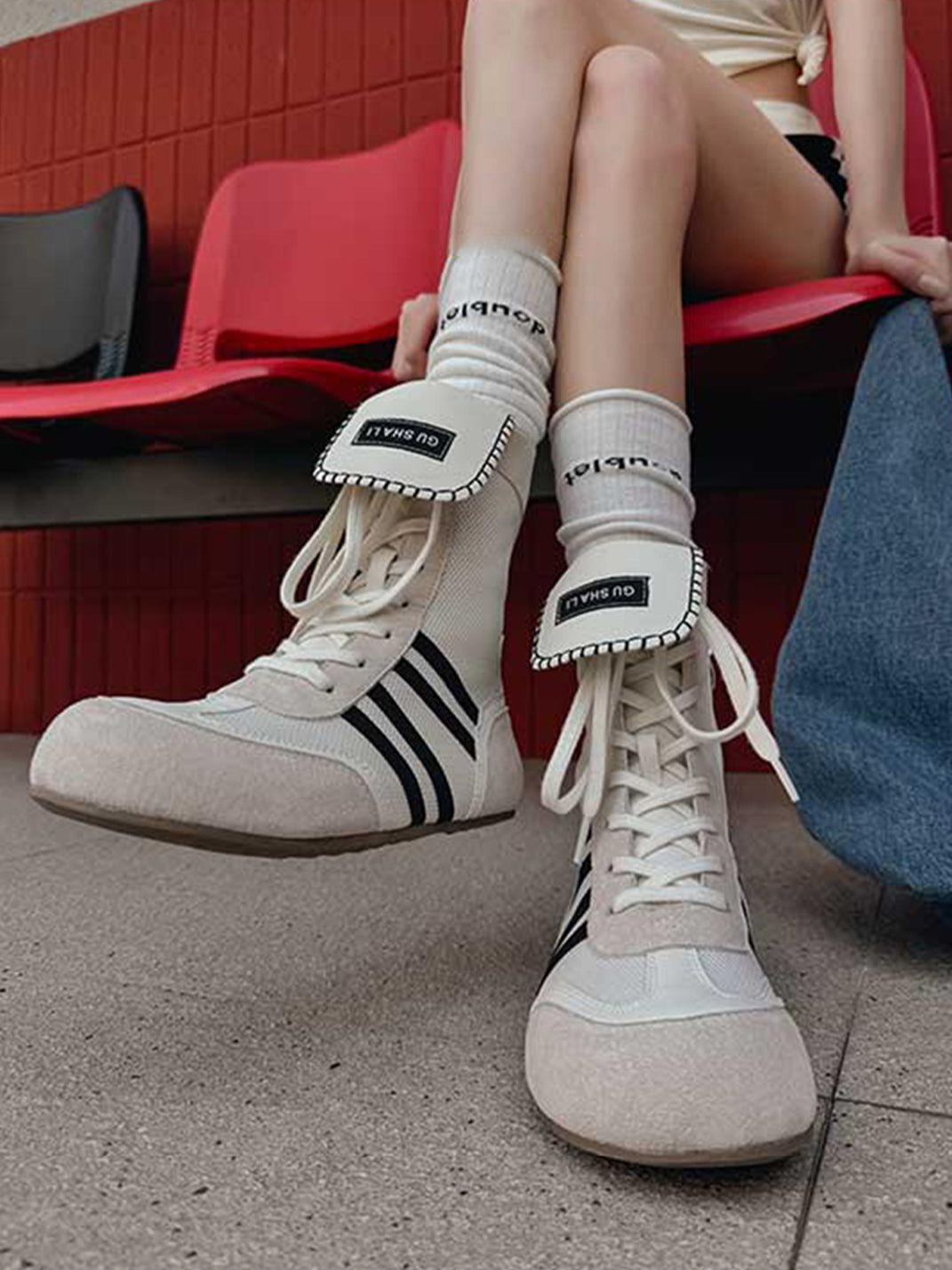 Black Hybrid Zip-On Boxing Trainer Boots
