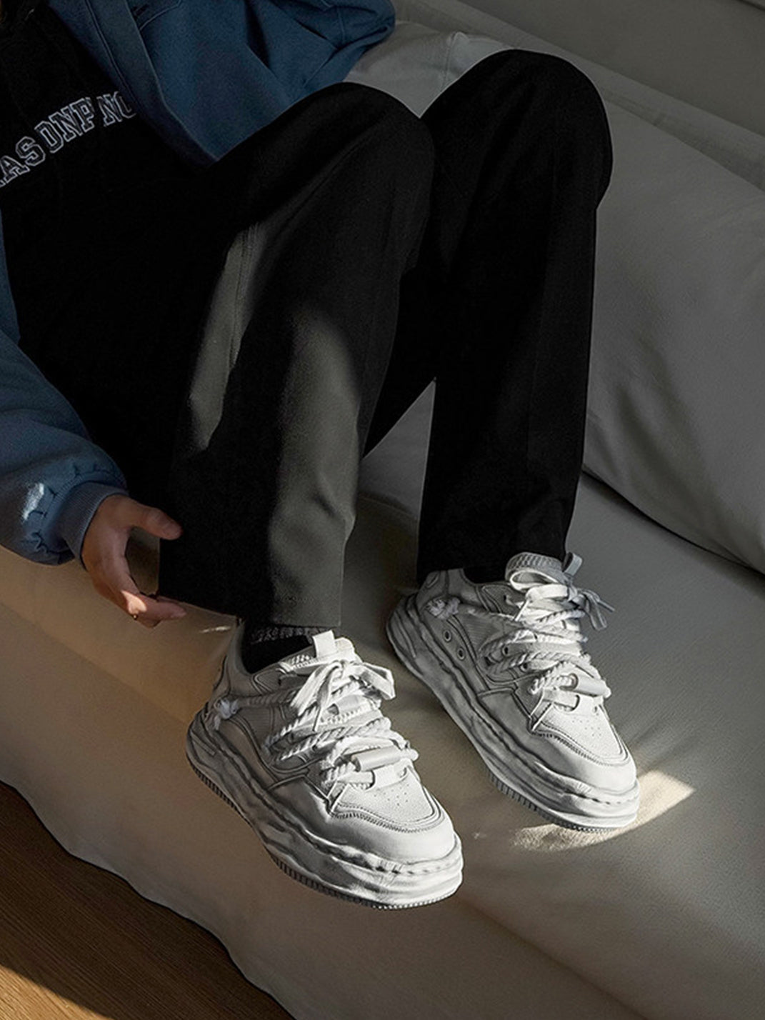 Vintage Washed Wavy Sole Chunky Sneakers