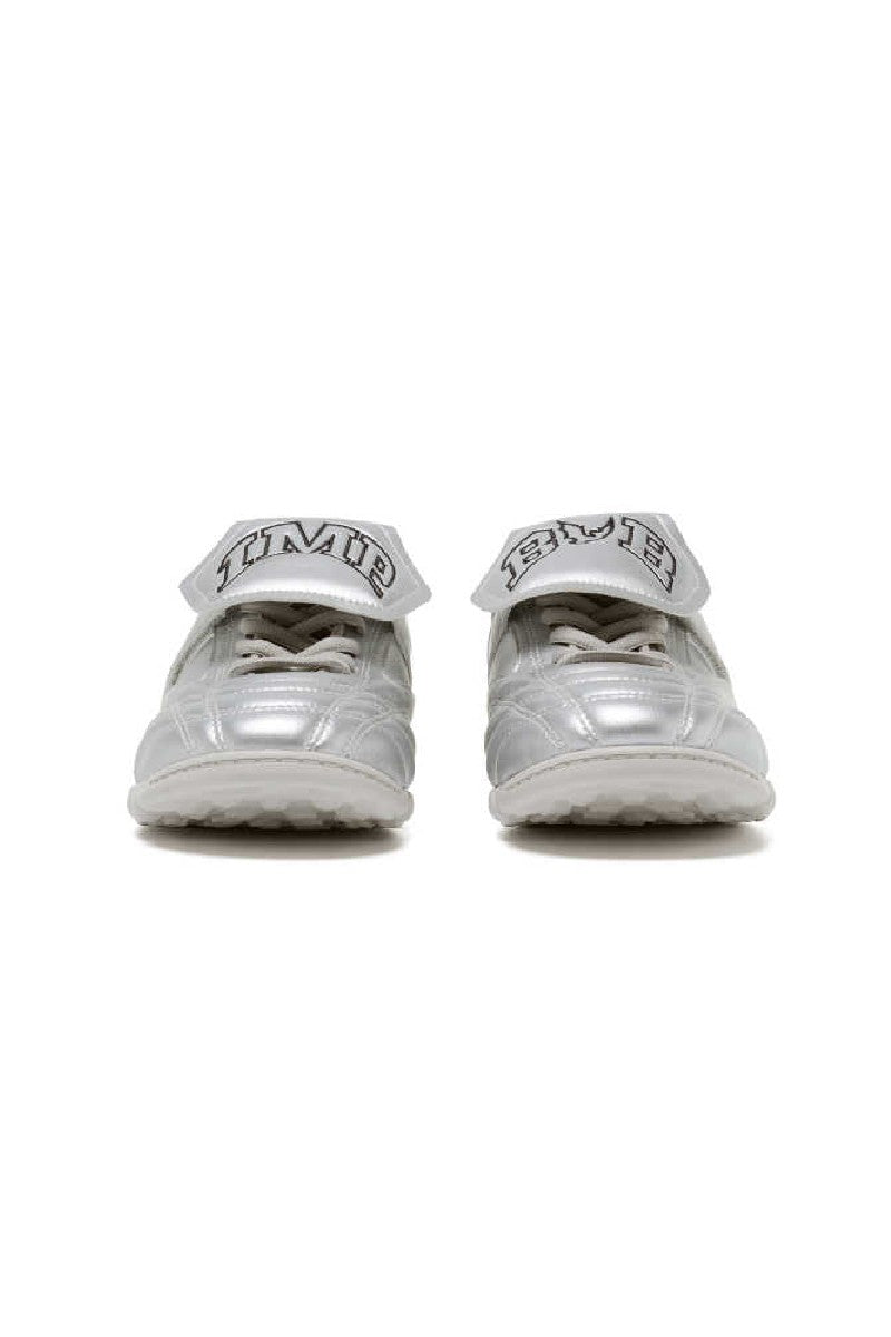 Metallic Silver Velcro Athletic Training Shoes