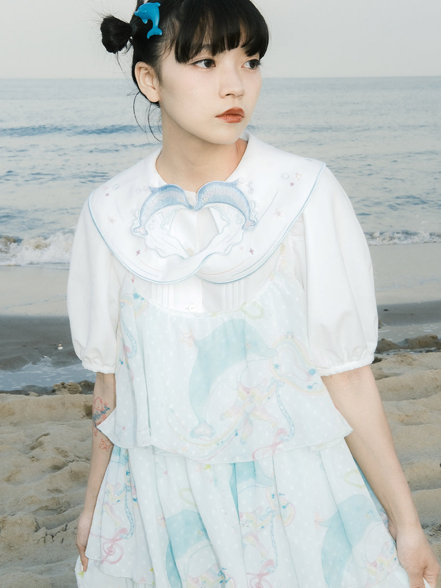 Peter Pan Collar Puff Blouse