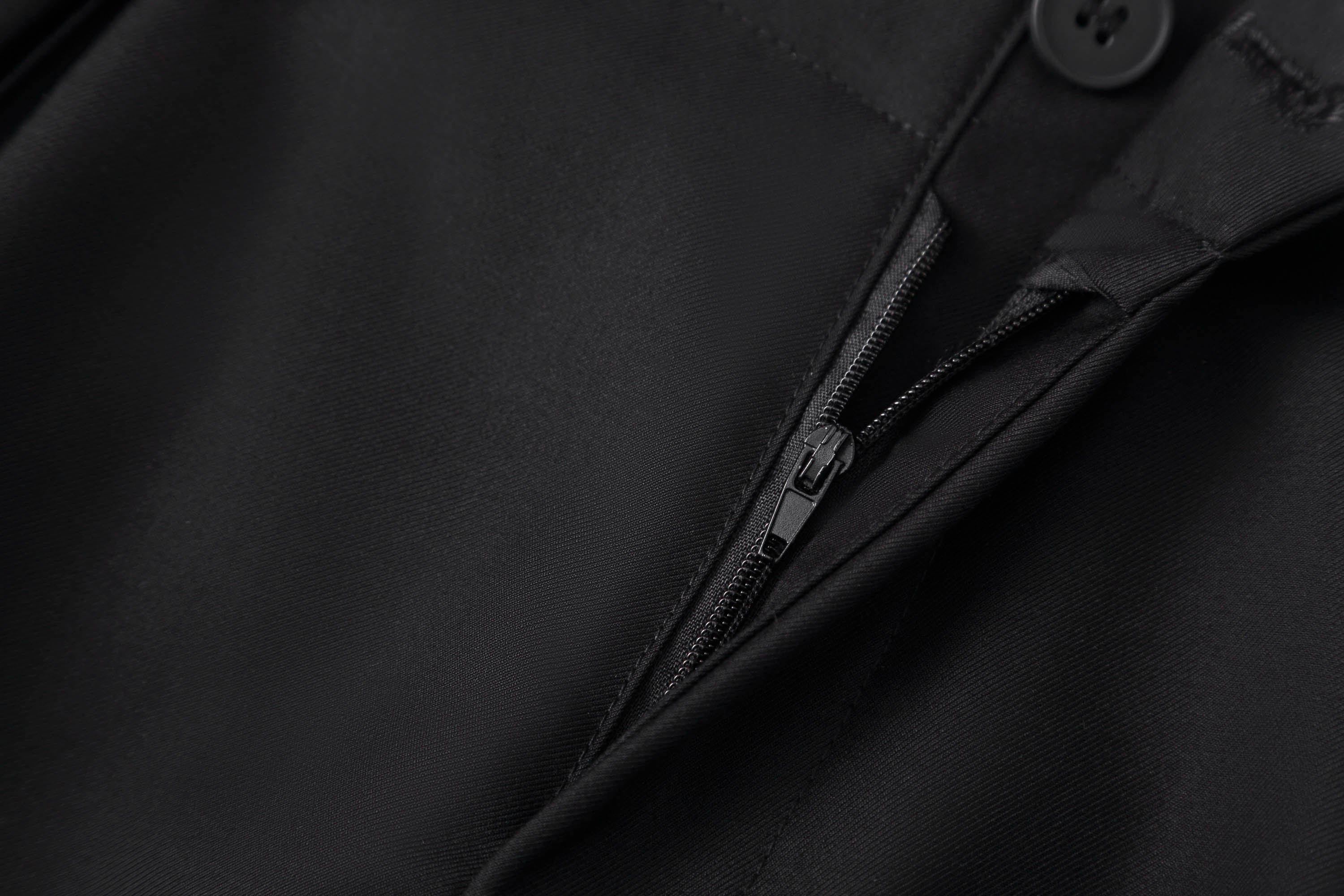 Wide-Leg Black Trousers with Drawstring Waist