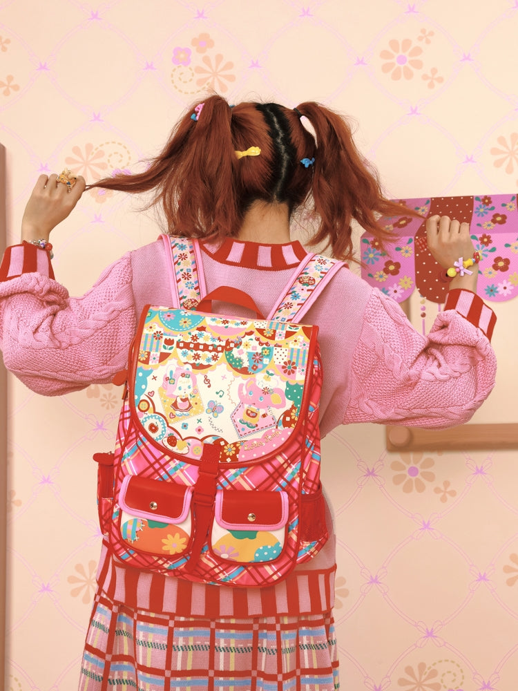 Sweet Plaid School Backpack Bag