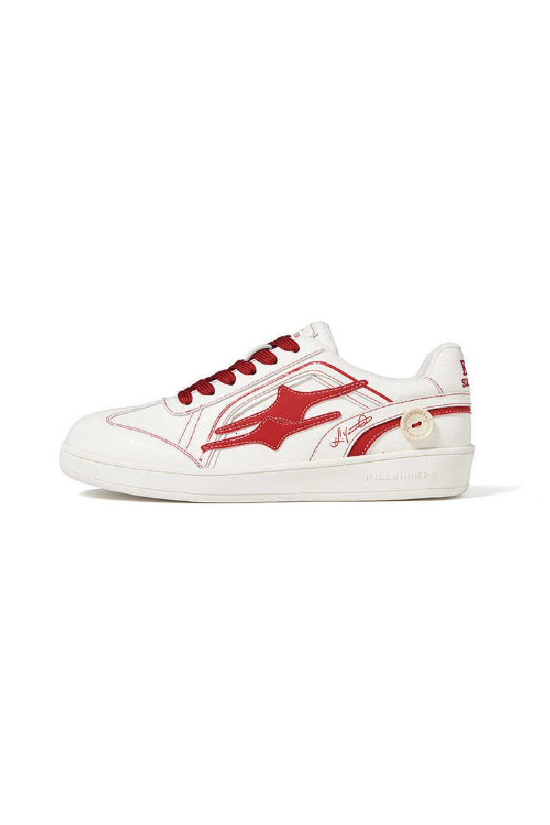 Classic Low-Top Sneakers White with Red Accents