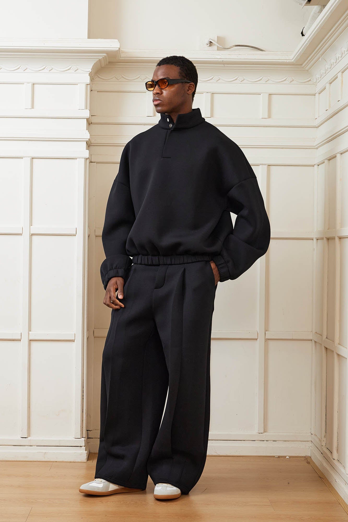 Wide Leg Pleated Crinkled Sweatpants