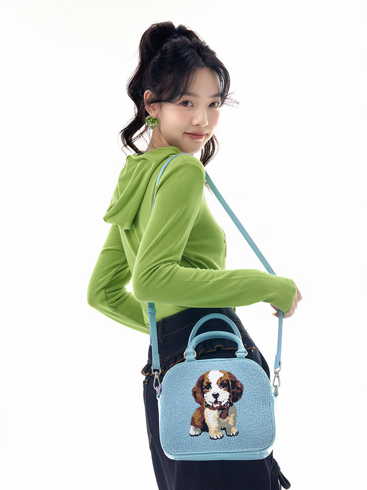 Blue Puppy Print Mini Handbag