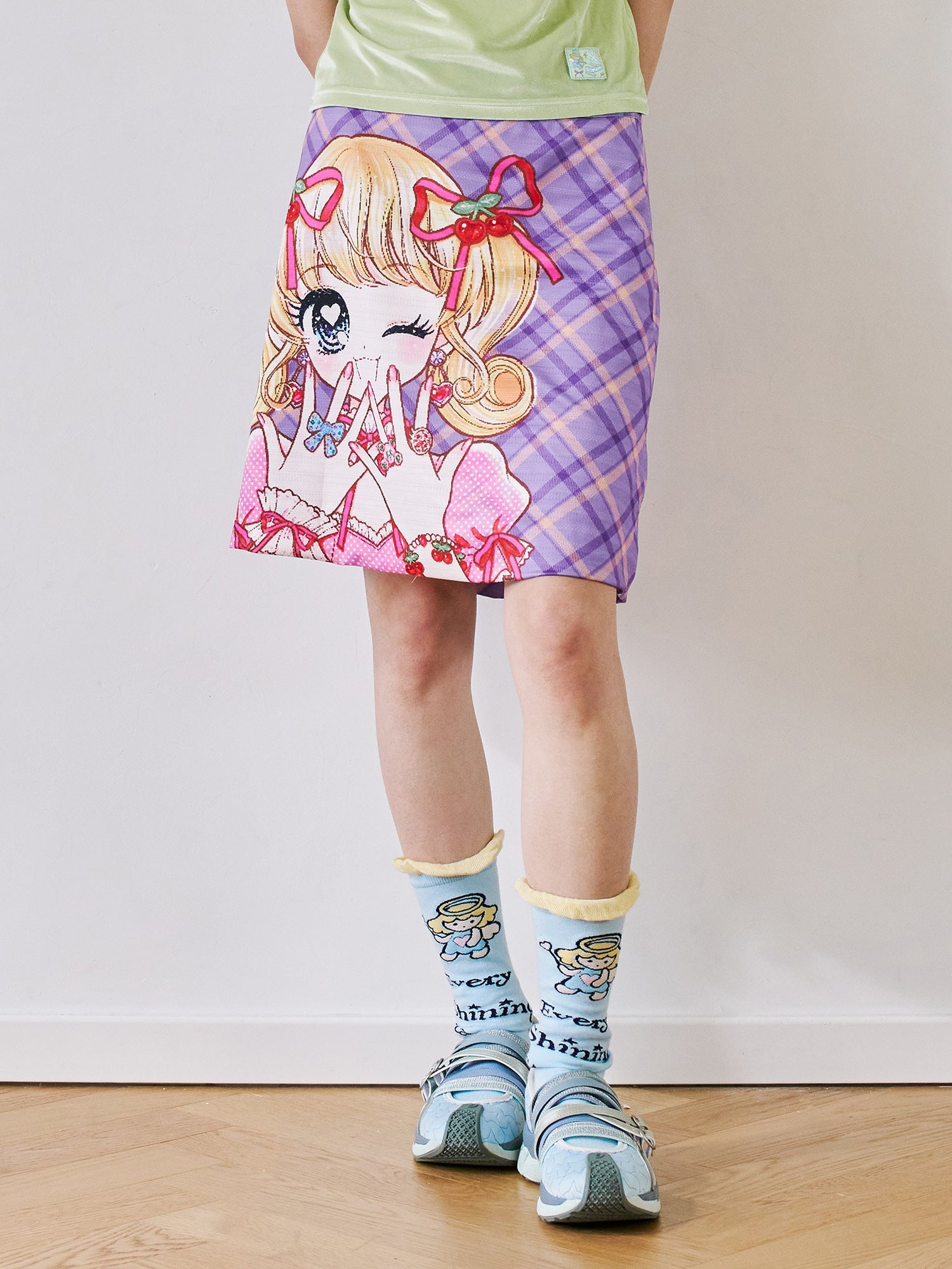 Purple Plaid Anime Girl Mini Skirt