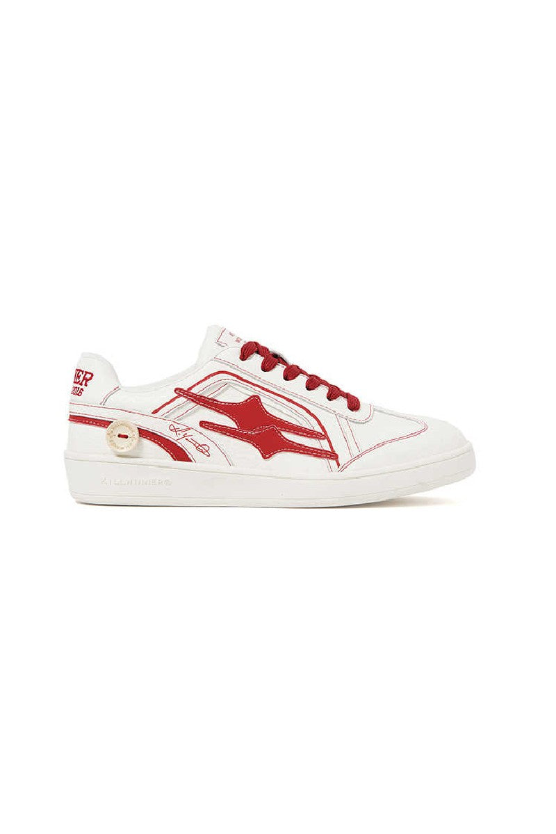 Classic Low-Top Sneakers White with Red Accents