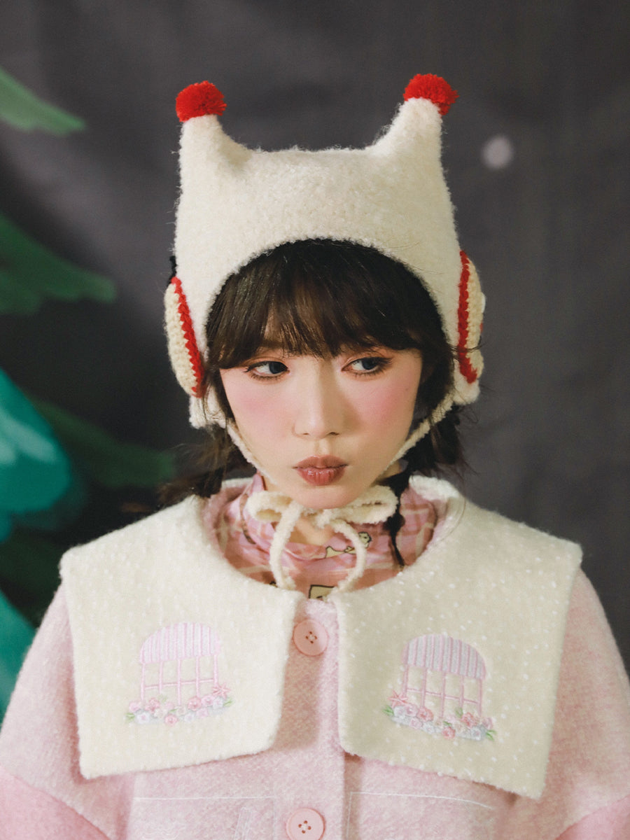 Apple Knit Pom Beanie Hat